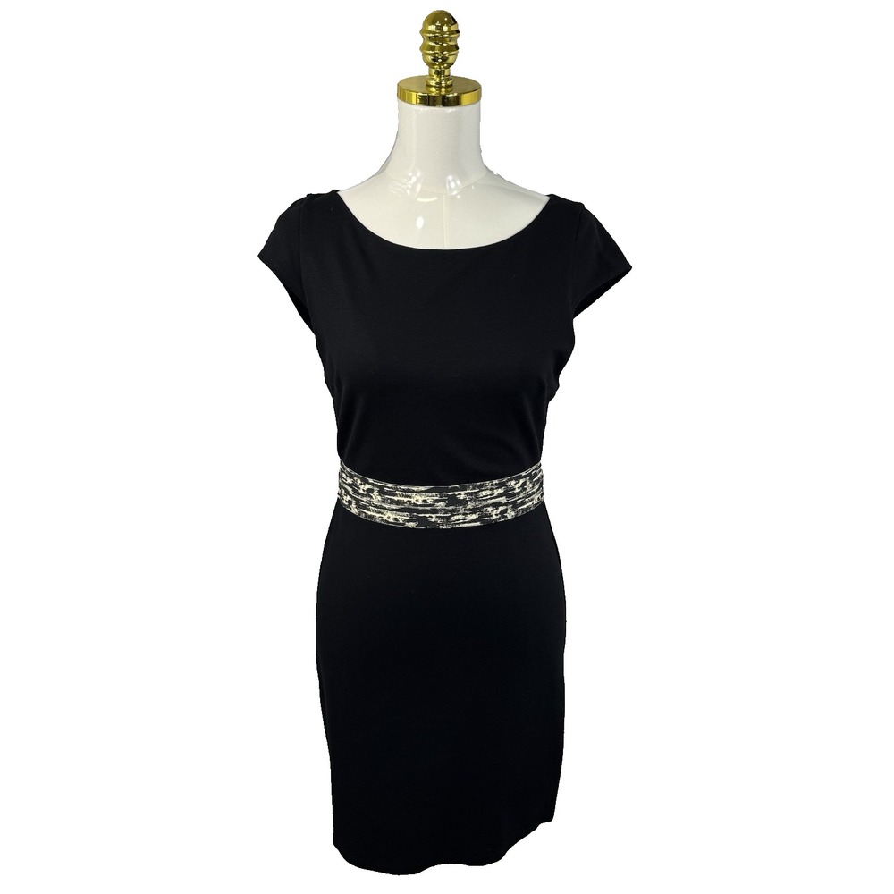 NEW Alice + Olivia Sheath Dress Womens Sz 8 Black Abstract Office Wedding $368